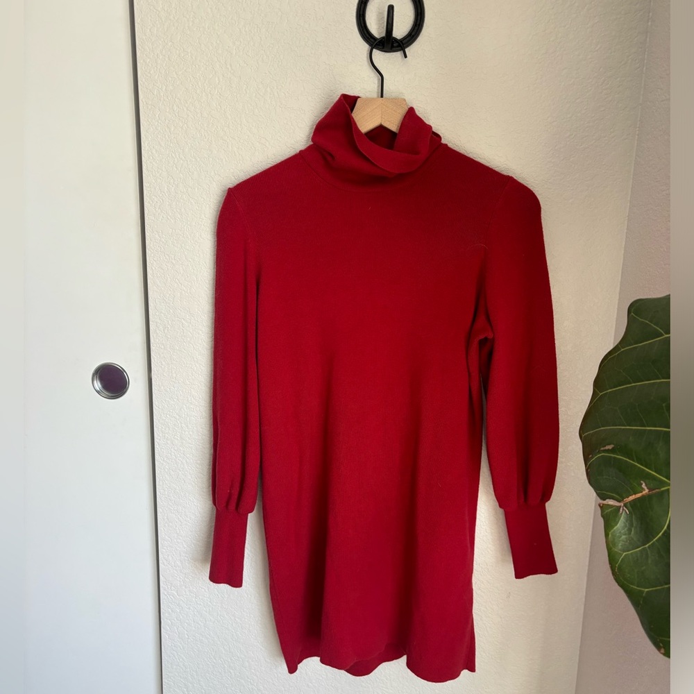 Red sweater dress from Aritzia